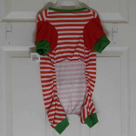 Pet Spirit Christmas Dog Apparel Pajamas Ho Ho Ho Stripes Red White Sz Med NWOT - Picture 2 of 2
